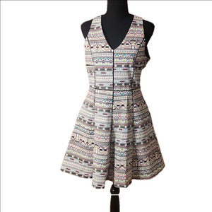 Greylin geometric print dress with cutouts, size large